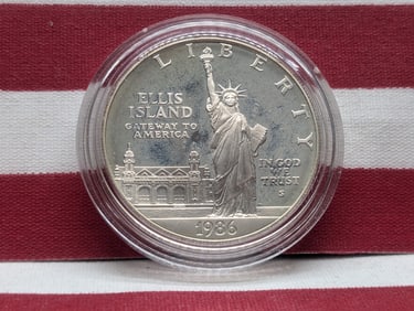 1986-S Ellis Island Commemorative Proof 90% Silver Dollar
