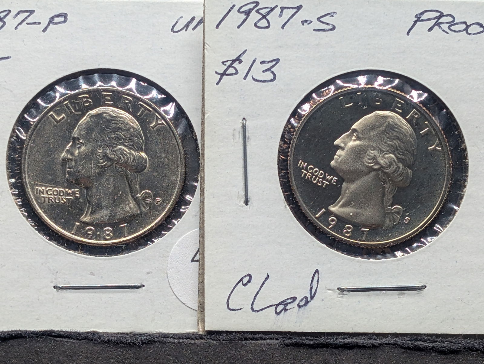1987-P  & 1987-S "Proof" Washington Quarters, High Grade (1 of 3)