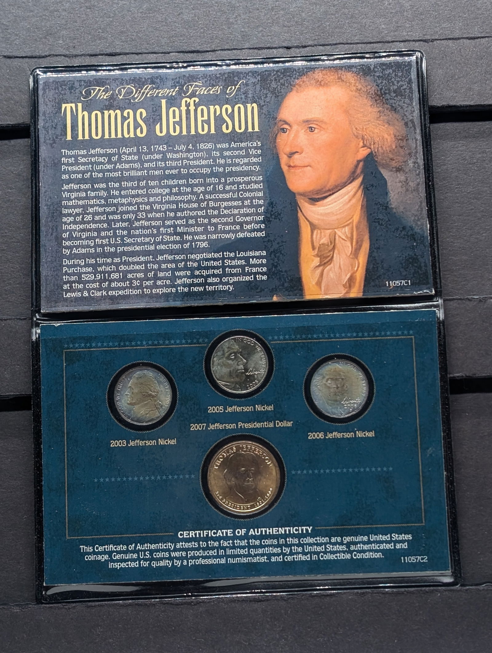 The Different Faces Of Thomas Jefferson, (1) Presidential Dollar & (3) Nickels: The Different Faces Of Thomas Jefferson, (1) Presidential Dollar & (3) Nickels