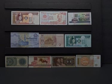 10 Foreign Crisp/Unc, Notes, Great Art
