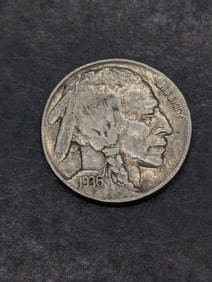 1936, XF-AU, Bold Details, Full Horn and Tail, Buffalo Nickel, 89 Years Old
