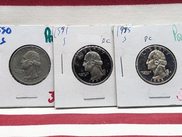 1990-S, 1991-S, & 1995-S Washington Quarters, Proof