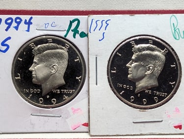 1994-S & 1999-S Kennedy Half Dollars, Proof