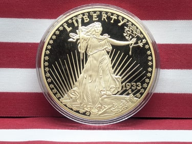 COPY Large 1933 Twenty Dollars Gold Plated Proof Coin
