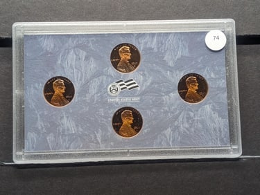2009-S Bicentennial Lincoln Cent Proof Set, NO BOX, 4 Coins