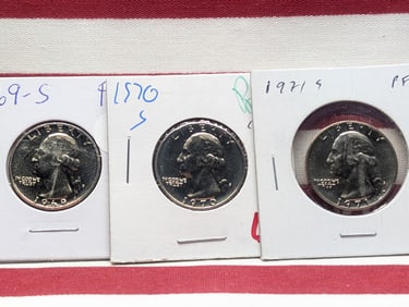 1969-S, 1970-S, & 1971-S Washington Quarters, Proof