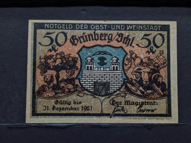1921 German 50P Currency, Crisp-UNC, 104 Years Old!