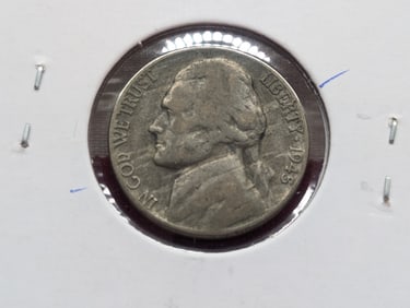 1945-P 35% Silver Jefferson Nickel, Lamination Errors