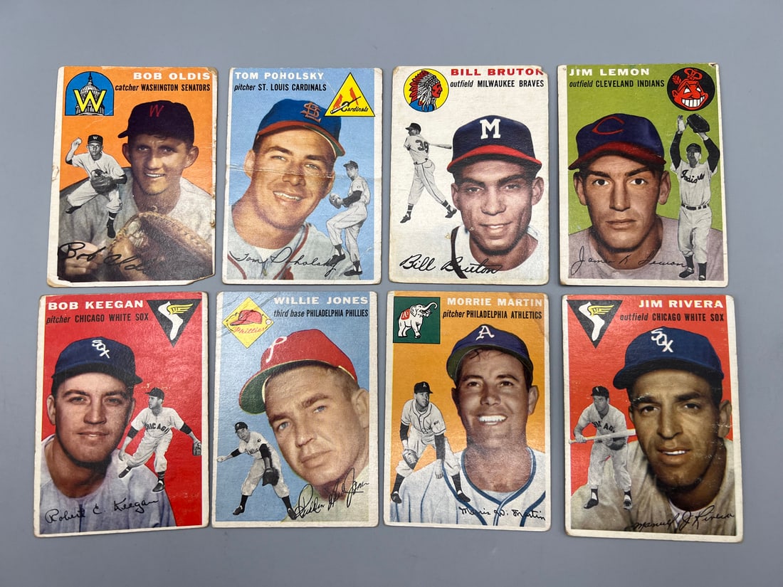 Lot of (8) 1954 Topps Baseball Cards - Varying Conditions (1 of 2)