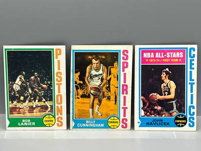 1974-75 Topps Bob Lanier #131, Billy Cunningham #235, & John Havlicek #100: 1974-75 Topps Bob Lanier #131, Billy Cunningham #235, & John Havlicek #100
