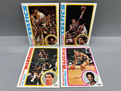 Lot of (4) 1978-79 Topps Basketball Star Player Cards - Varying Conditions - Dave Bing, Dave Cowens,: Lot of (4) 1978-79 Topps Basketball Star Player Cards - Varying Conditions - Dave Bing, Dave Cowens, Phil Smith, Marques Johnson RC