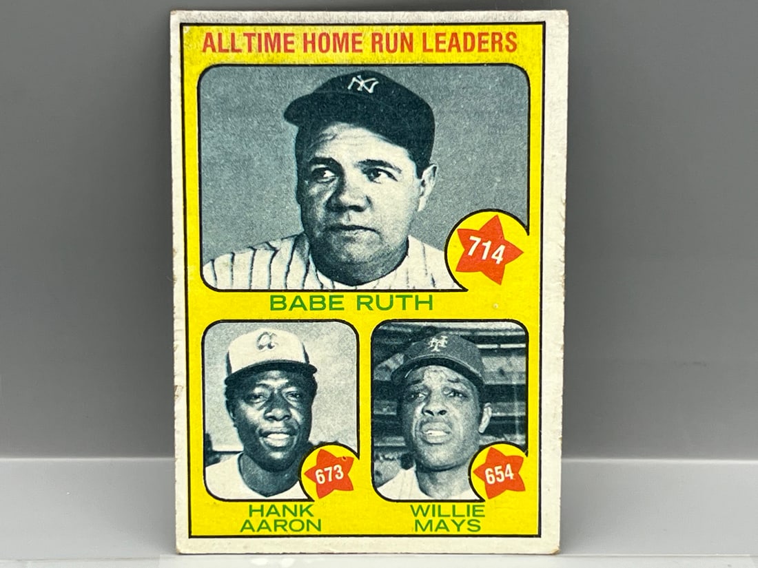 1973 Topps All Time Home Run Leaders Ruth/Aaron/Mays #1: 1973 Topps All Time Home Run Leaders Ruth/Aaron/Mays #1