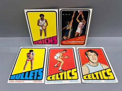 Lot of (5) 1972-73 Topps Basketball Star Player Cards - Varying Conditions - Earl Monroe, Dave: Lot of (5) 1972-73 Topps Basketball Star Player Cards - Varying Conditions - Earl Monroe, Dave Cowens, John Havlicek
