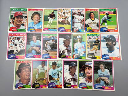 Lot of (20) 1981 Topps Baseball Star Player Cards - Varying Conditions - Johnny Bench, Reggie: Lot of (20) 1981 Topps Baseball Star Player Cards - Varying Conditions - Johnny Bench, Reggie Jackson, Carl Yastrzemski