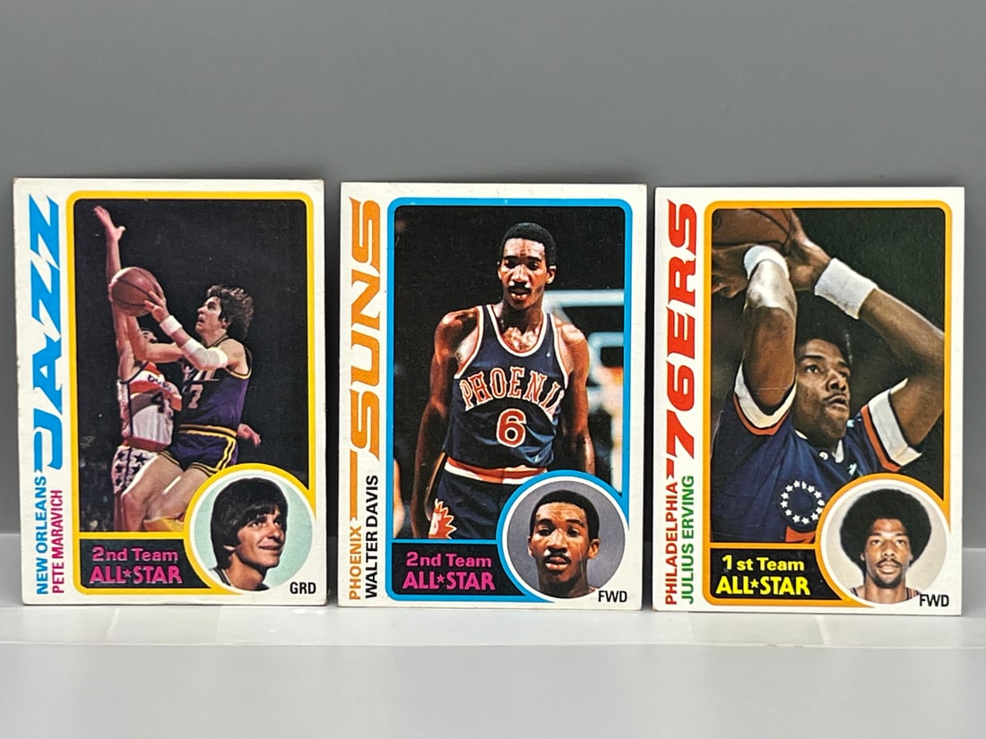 1978-79 Topps Pete Maravich #80, Walt Davis #10, & Julius Erving #130 (1 of 2)