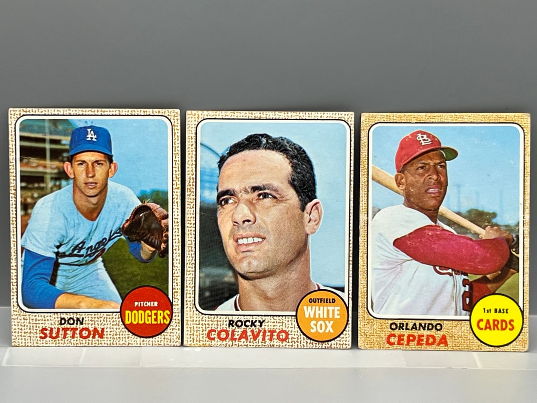 1968 Topps Don Sutton #103, Rocky Colavito #99, & Orlando Cepeda #200: 1968 Topps Don Sutton #103, Rocky Colavito #99, & Orlando Cepeda #200