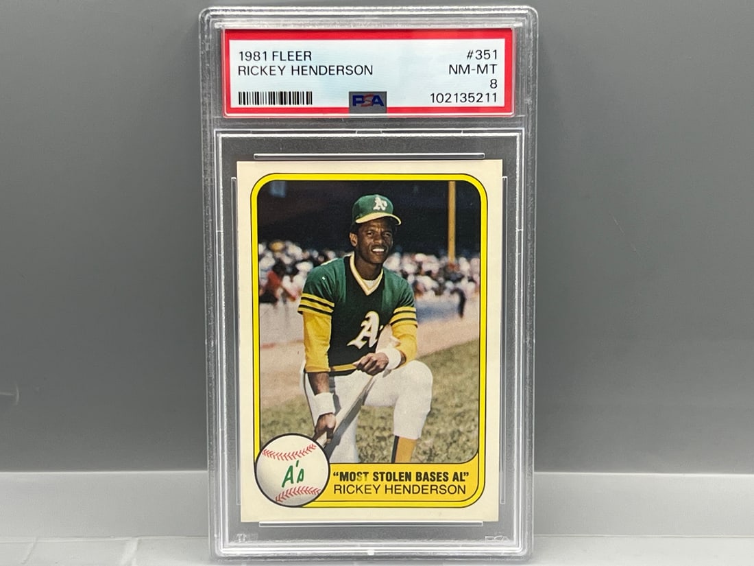 1981 Fleer Rickey Henderson 2nd Year #351 PSA NM-MT 8 (1 of 2)