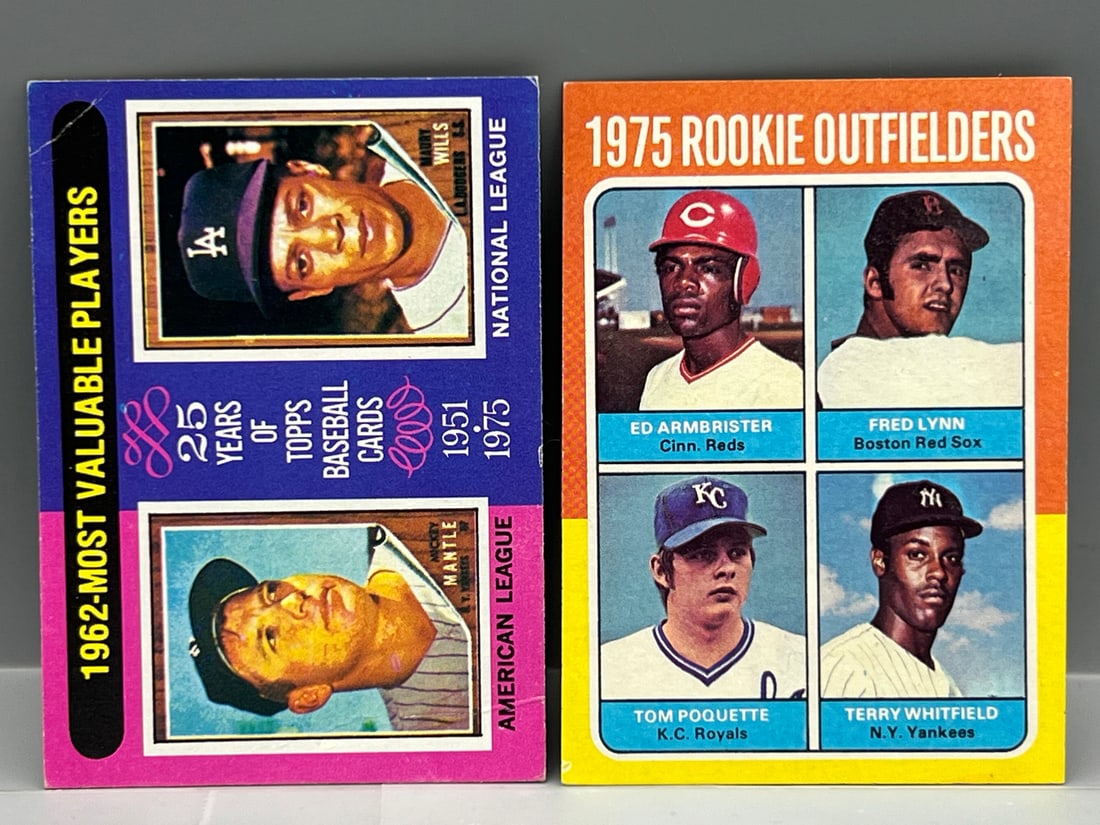 1975 Topps Mickey Mantle/Maury Wills MVP #200 & Fred Lynn RC #622 (1 of 2)