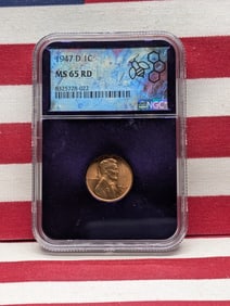 1947-D Lincoln Wheat Cent - NGC MS65 RD