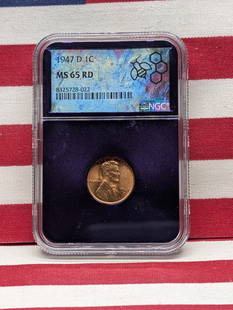 1947-D Lincoln Wheat Cent - NGC MS65 RD: 1947-D Lincoln Wheat Cent - NGC MS65 RD