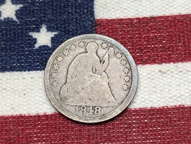 1848 w/ Stars Seated Liberty Half Dime **GOOD**