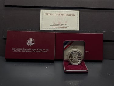 1995-P PROOF Atlanta Centennial Olympic Games - Cyclist Commemorative Silver Dollar in OGP w/ COA