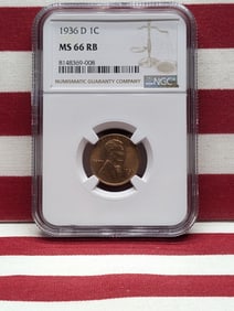 1936-D Lincoln Wheat Cent - NGC MS66 RB