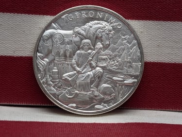 1 Oz. .999 FINE SILVER Legendary Warriors Geronimo Designed Round