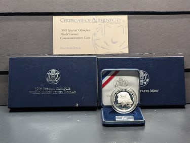 1995-P PROOF Special Olympics World Games Commemorative Silver Dollar in OGP w/ COA