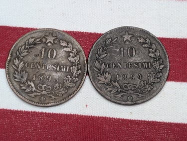 1893 & 1894 Italy 10 Centesimi