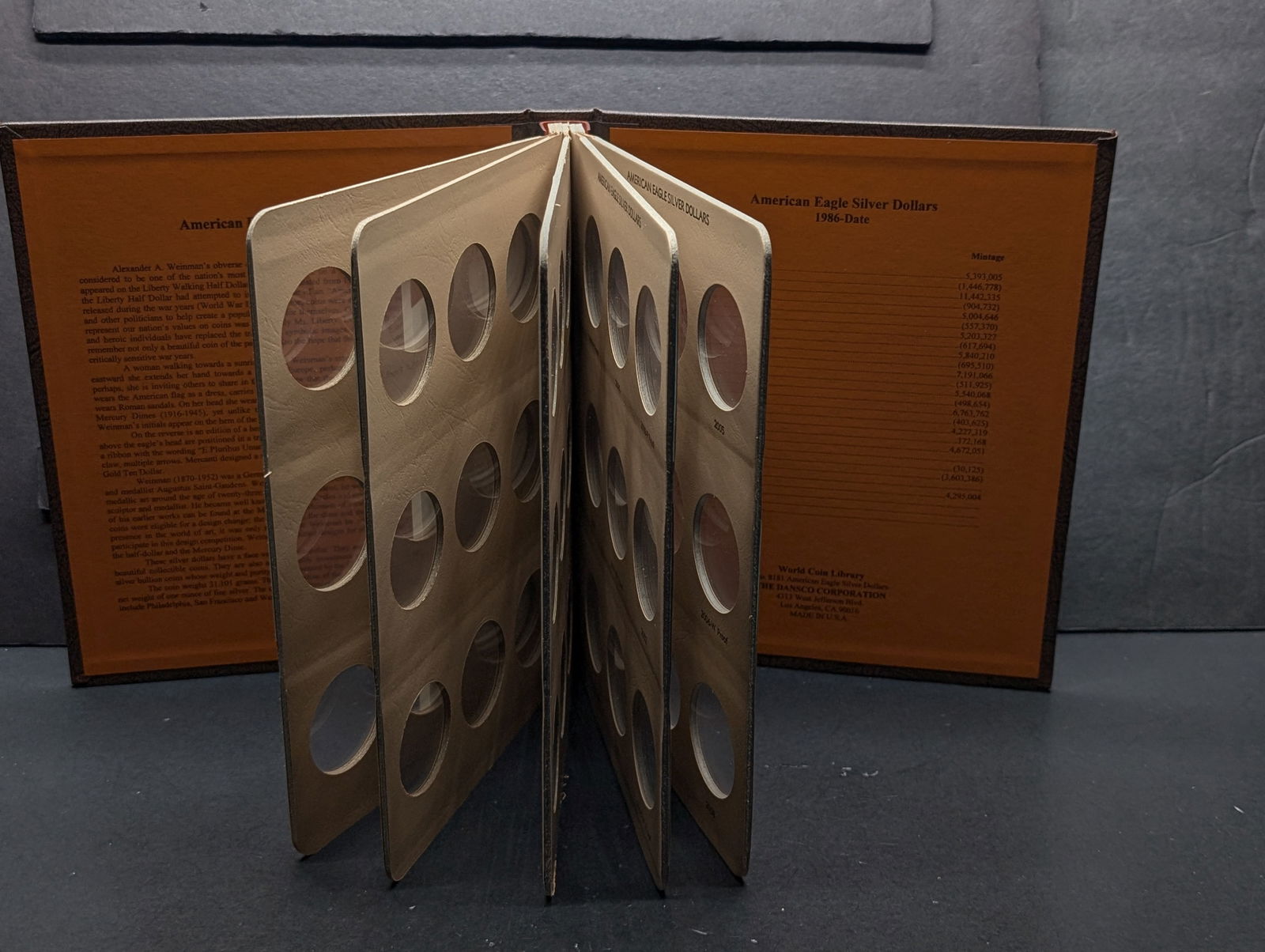 1986-2008 Including Proofs *EMPTY* American Silver Eagle Dansco Collector's Album (1 of 2)