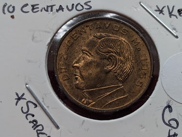 1955 Mexico 10 Centavos, Uncirculated