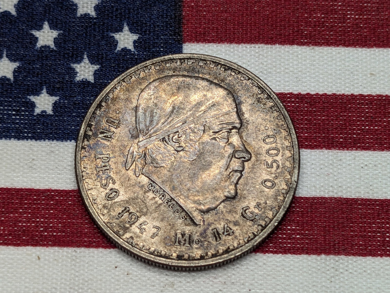 1947 Mo Mexico Un Peso 50% Silver 14 Gr.: 1947 Mo Mexico Un Peso 50% Silver 14 Gr.