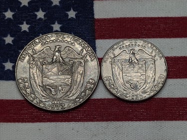 1973 Panama 1/2 Balboa & 1980 Panama 1/4 Balboa, C-N
