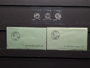 1980 & 1979 P,D & S Susan B. Anthony Dollar Souvenir Sets - The 1979 Set is Unopened