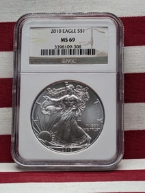 2010 American Silver Eagle .999 Fine Silver 1 Troy Oz. - NGC MS69