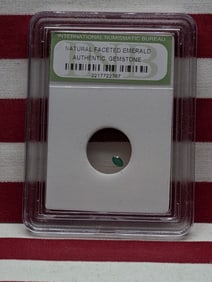 Authentic Gemstone!! Faceted .30+ Carat Emerald!! - Slabbed by International Numismatic Bureau