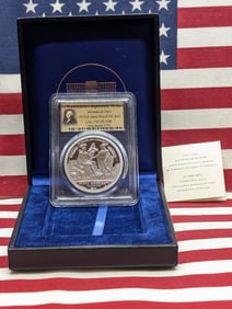 Washington's Diplomatic Medal, 2 oz .950 Silver PCGS Gem Proof DCAM In Box With COA