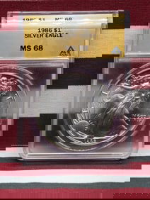 1986 American Silver Eagle .999 Fine Silver 1 Troy Oz., ANACS MS 68.