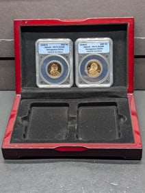 2000-S PROOF & 2008-S PROOF Sacagawea Dollars - Both ANACS Cert. PR70 DCAM in Nice Wooden Display