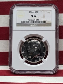 1964 Kennedy 90% Silver Half Dollar Graded By NGC PF 67