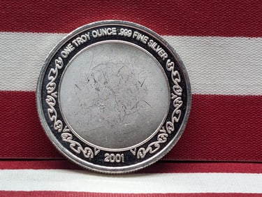2001 - 1 Oz. .999 FINE SILVER Be My Valentine Designed Round