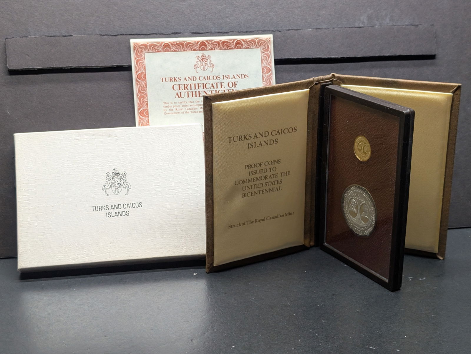 1976 Turks And Caicos Islands Proof Coins Issued To Commemorate The U.S. Bicentennial In OGP With (1 of 5)