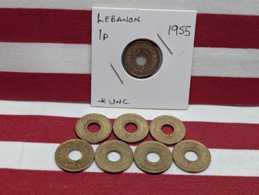 (8) Lebanon 1 Piastre Coins