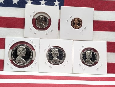 (5) 1974 Mixed British Virgin Islands Coins