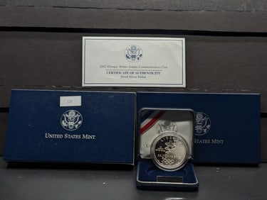 2002-P PROOF Olympic Winter Games Commemorative Silver Dollar in OGP w/ COA