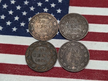 1904, 1905, 1906, & 1907 Canada Large Cents