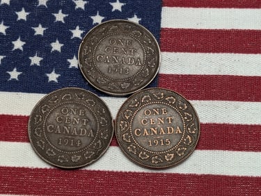 1913, 1914, & 1915 Canada Large Cents