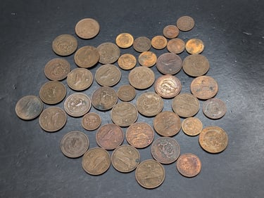 (43) Mexico Coins, (29) 20 Centavos, (2) 10 Centavos, (9) 5 Centavos, & (3) 1 Centavos. 1950's,