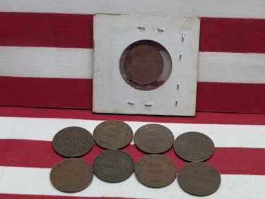 (9) Canada One Cents, 1920, 1928, 1929, 1931, 1932, (2) 1933, 1934, & 1935.